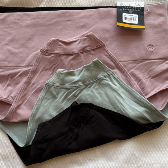 Sofía Vergara High-Waisted Seamless Briefs in Mauve, Black & Mint Large - Picture 2 of 4